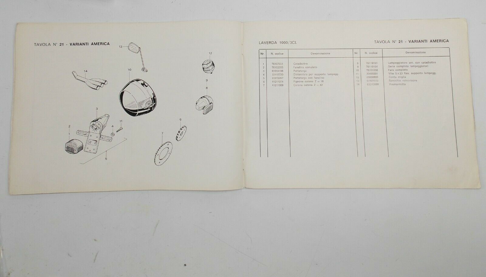 OEM 1970's LAVERDA 1000cc 3 CYL PARTS MANUAL DIAGRAM BOOK MOTOR CHASSIS ITALIAN - MotoRaider