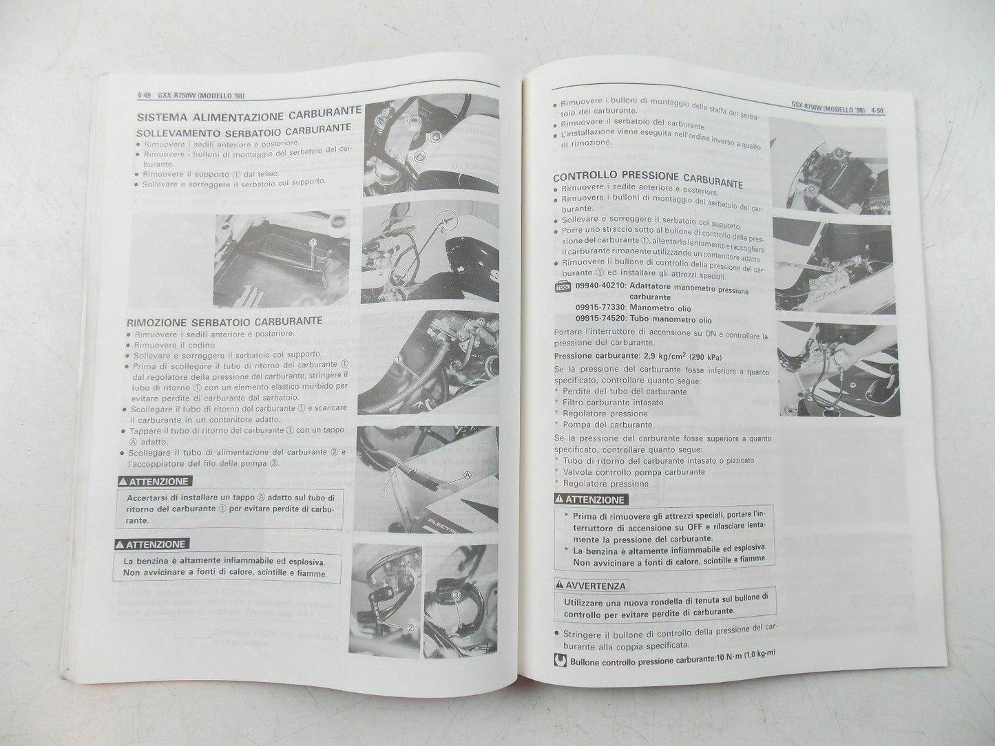 SUZUKI SUPPLEMENT SERVICE MANUAL BOOK FOR 1998 GSX-R750 99501-37200-01B ITALIAN - MotoRaider