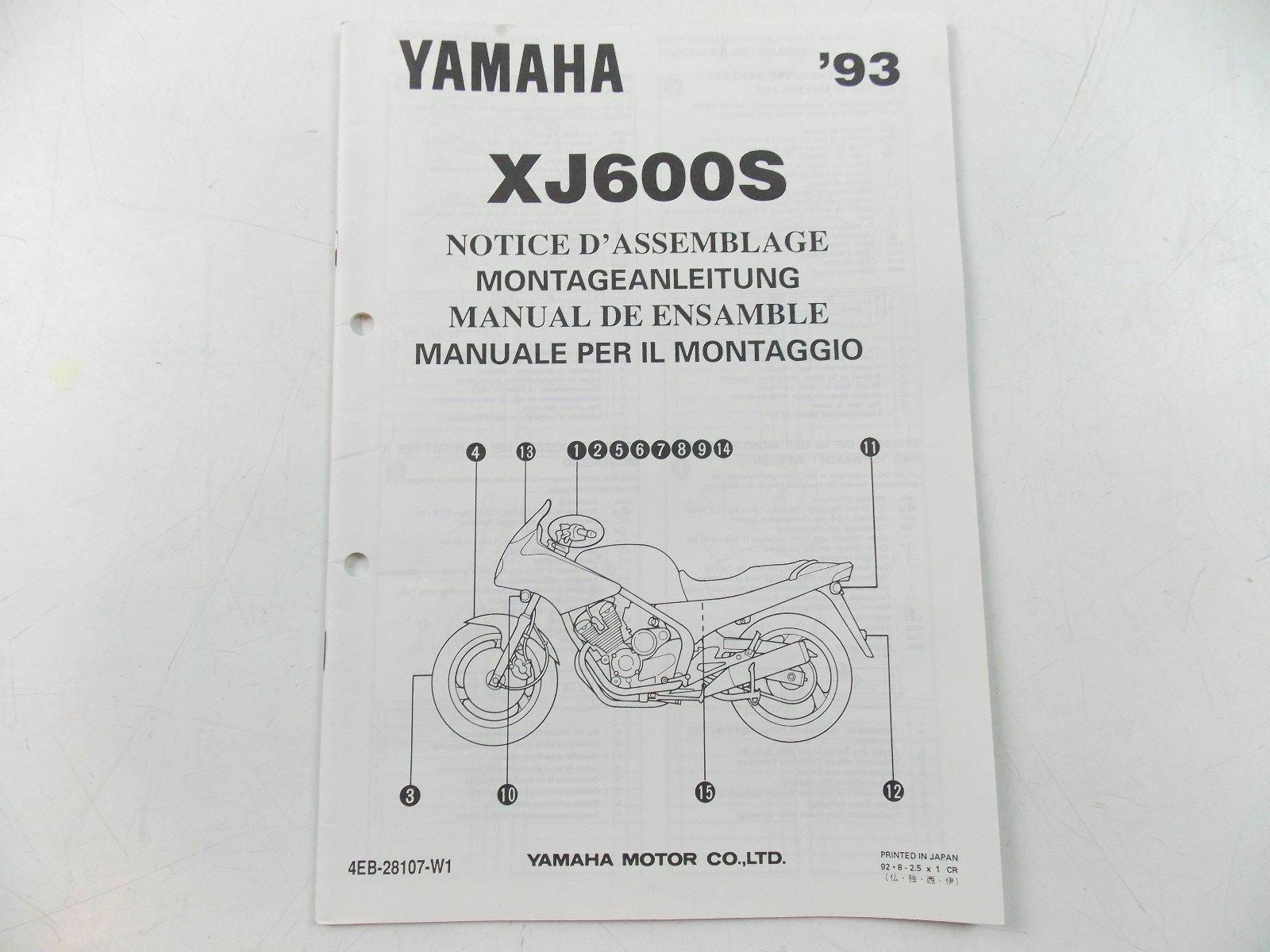 NOS YAMAHA  1993  DEALER ASSEMBLY MANUAL BOOK XJ600S 4EB-28107-W1 - MotoRaider