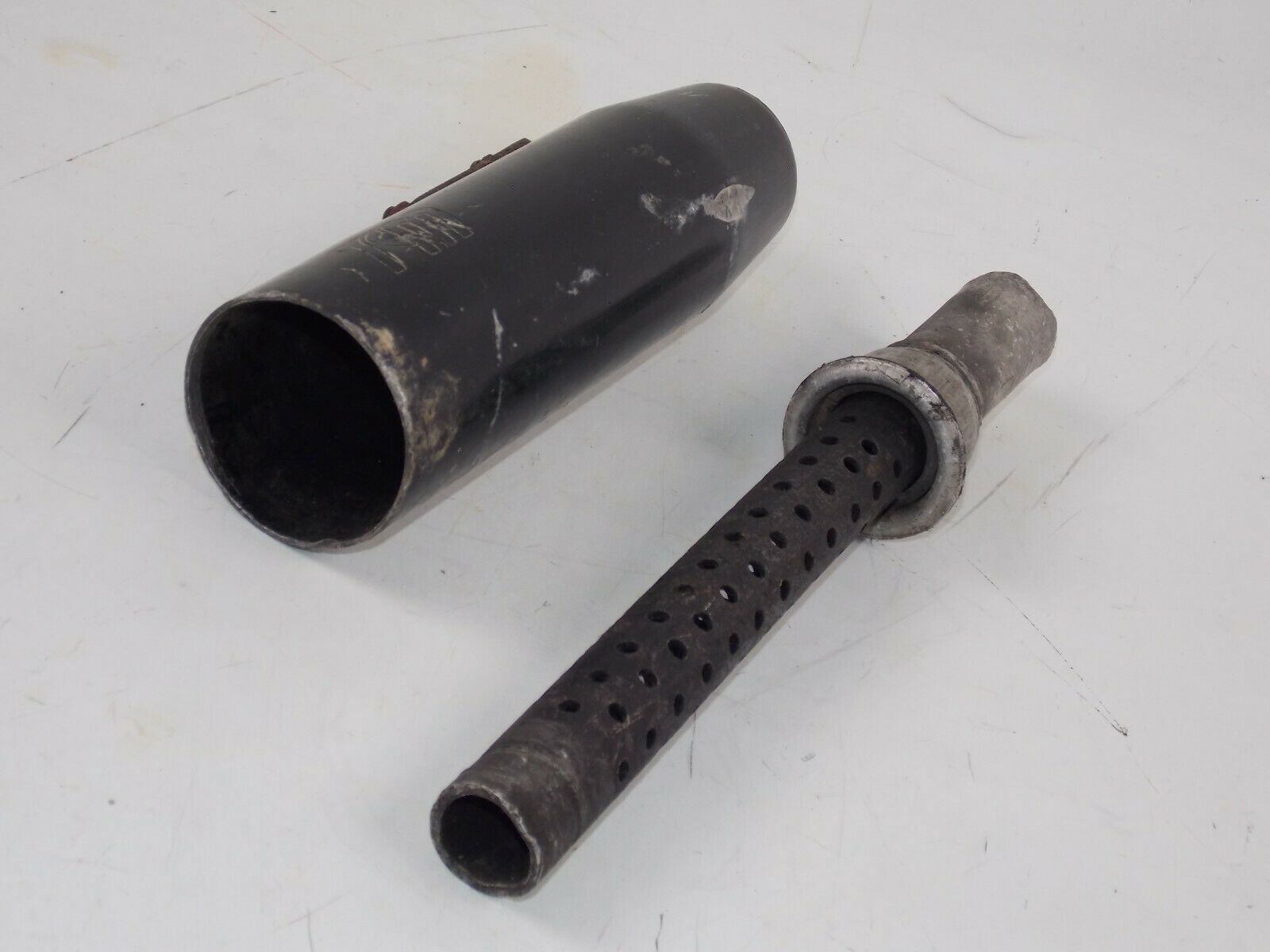 TGM EXHAUST MUFFLER PIPE ALUMINUM END PIECE OD=60MM+BAFFLE VINTAGE ENDURO ITALY - MotoRaider