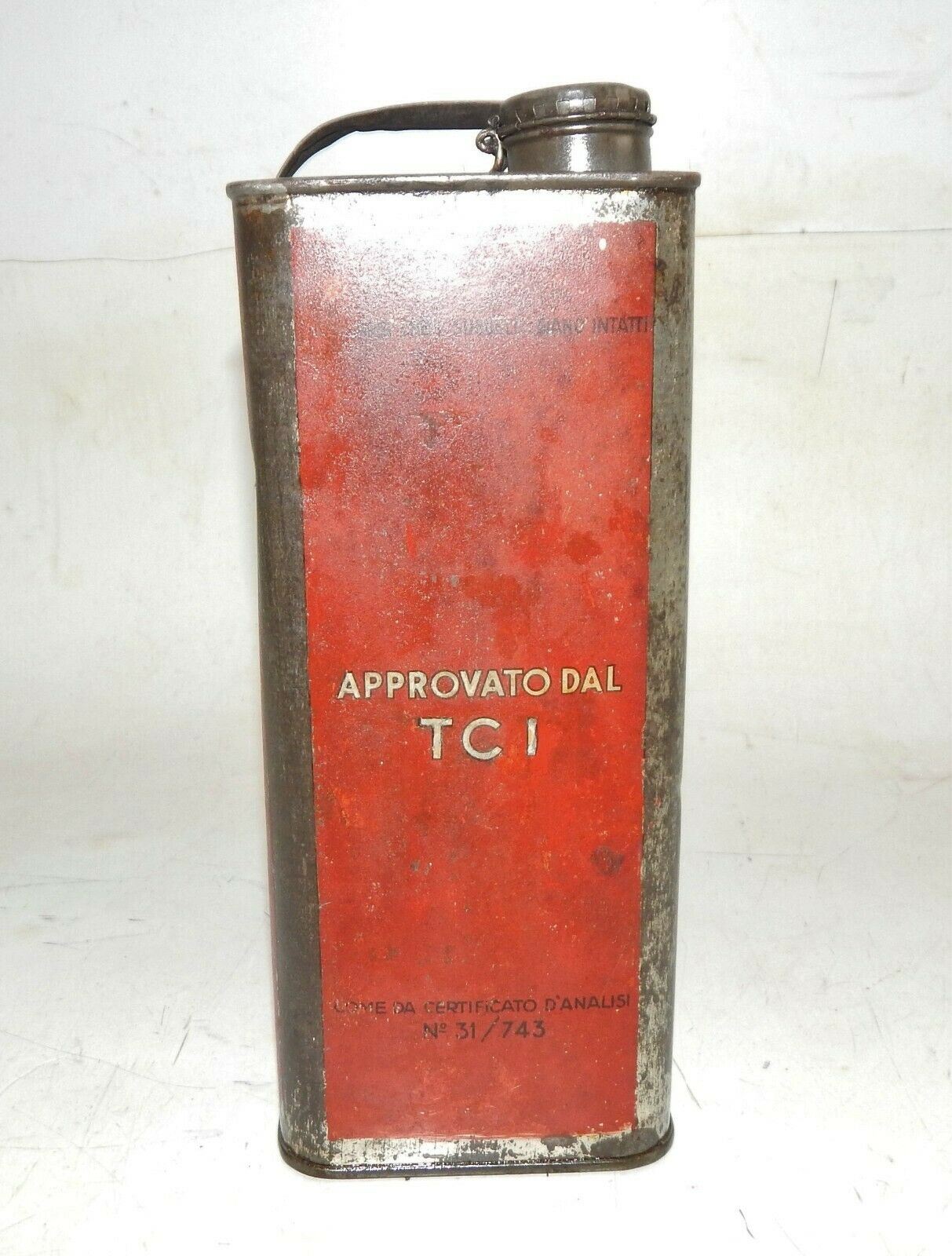 1950's ELIOL MOTOR OIL CAN CONTAINER 1 GAL TIN 10x7.5x4" TRIESTE ITALY VINTAGE - MotoRaider