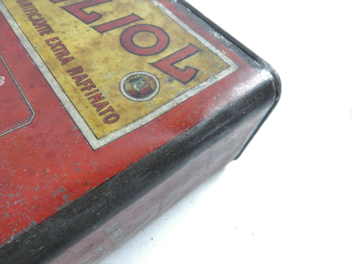 1950's ELIOL MOTOR OIL CAN CONTAINER 1 GAL TIN 10x7.5x4" TRIESTE ITALY VINTAGE - MotoRaider