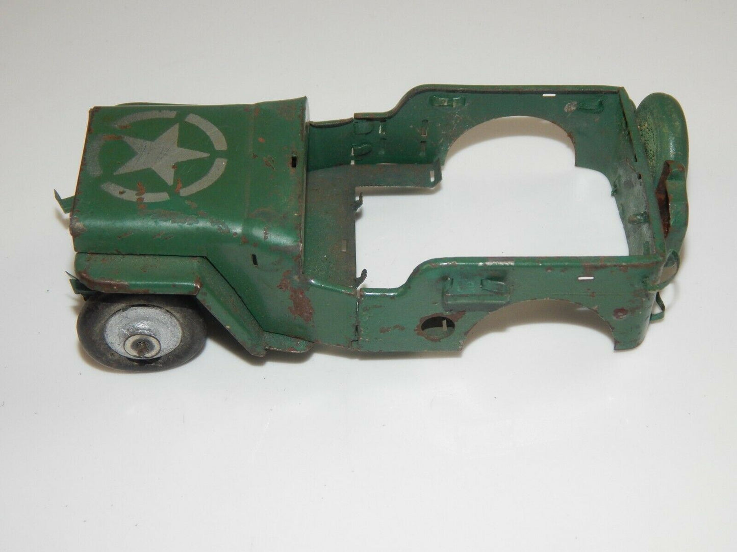 VINTAGE 1960's TIN TOY JRD FRANCE MILTARY WILLIS+CARGO TRAILER FOR PARTS JEEP - MotoRaider