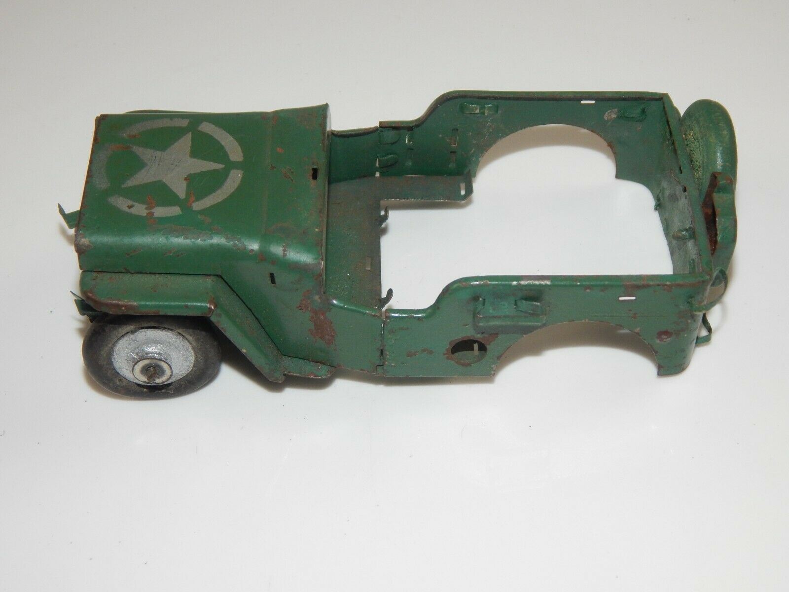 VINTAGE 1960's TIN TOY JRD FRANCE MILTARY WILLIS+CARGO TRAILER FOR PARTS JEEP - MotoRaider