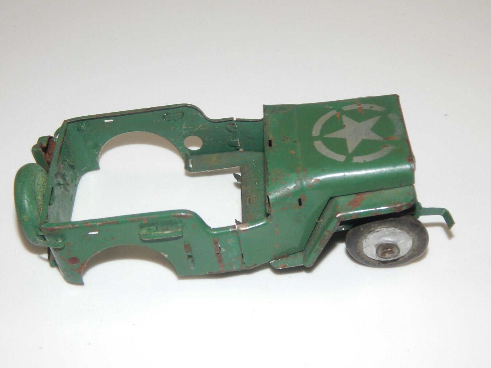 VINTAGE 1960's TIN TOY JRD FRANCE MILTARY WILLIS+CARGO TRAILER FOR PARTS JEEP - MotoRaider
