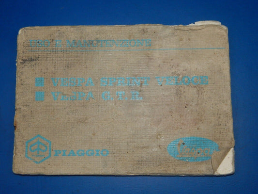 1960's OEM VESPA PIAGGIO SPRINT VELOCE/GTR USE MAINTENANCE OWNER MANUAL BOOK - MotoRaider