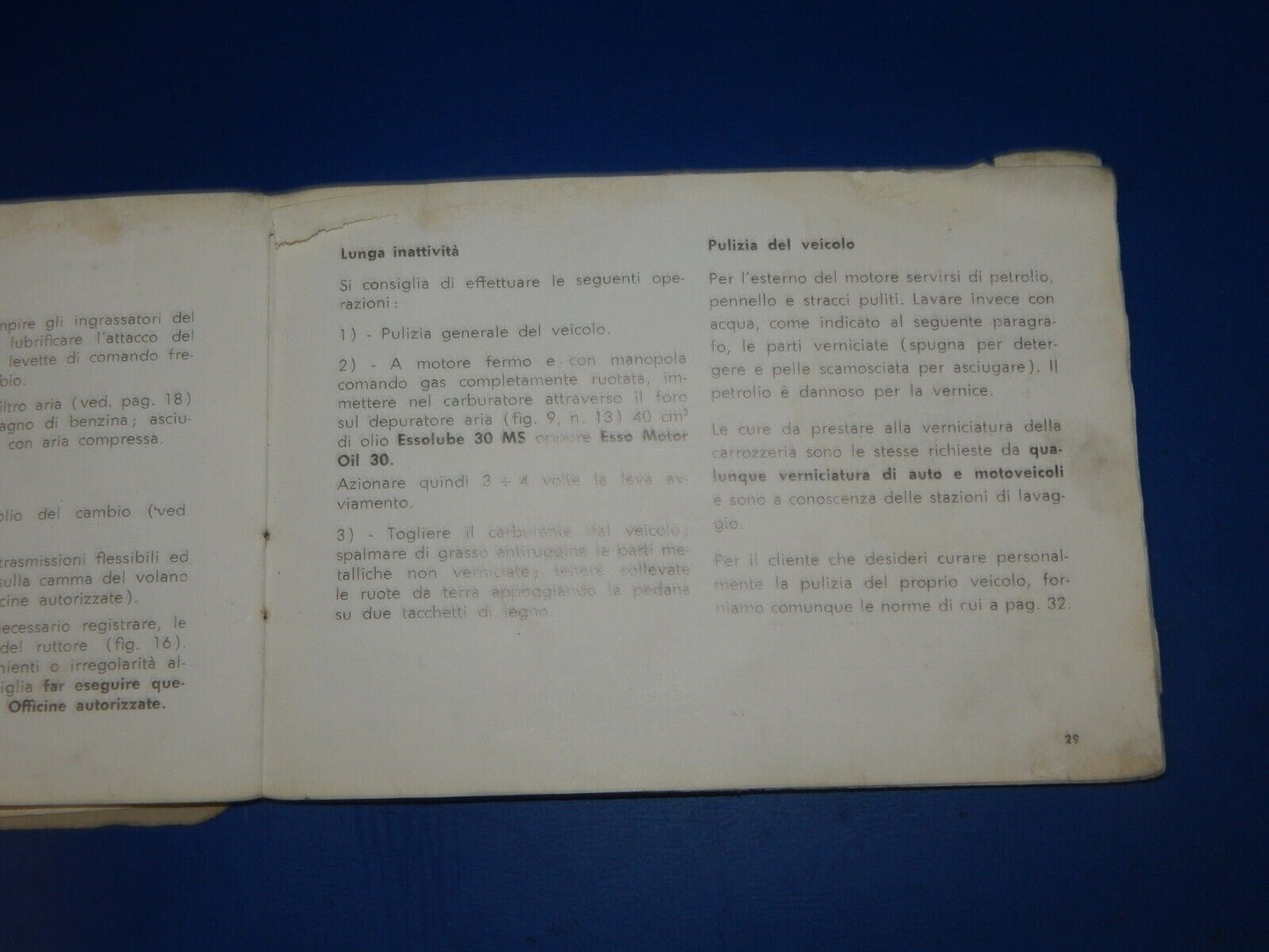 1960's OEM VESPA PIAGGIO SPRINT VELOCE/GTR USE MAINTENANCE OWNER MANUAL BOOK - MotoRaider
