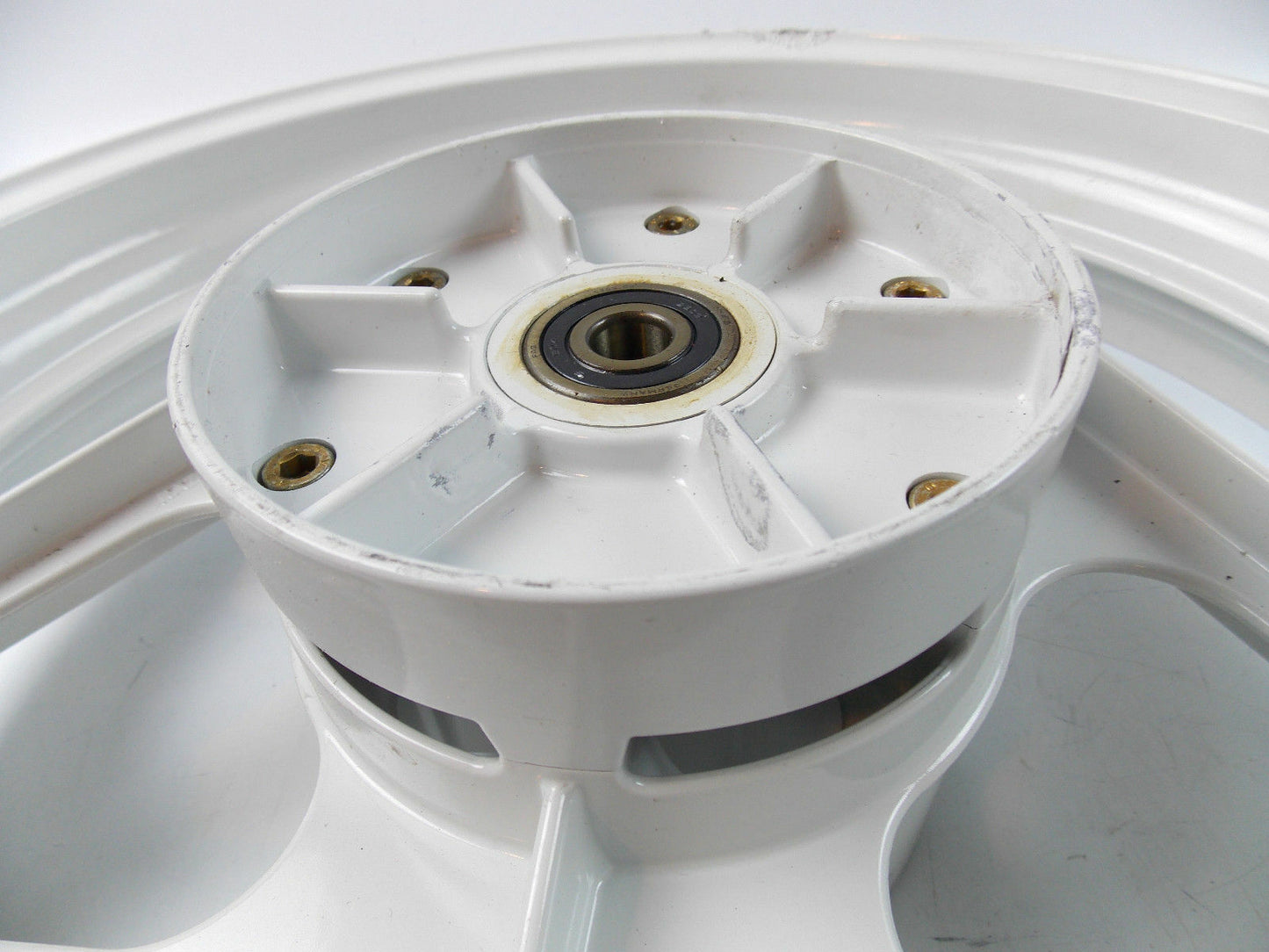 OEM CAGIVA FRECCIA 125 REAR WHEEL RIM WHITE DELTA SPOKE GRIMECA 80B053669 - MotoRaider