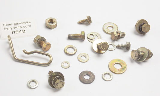 1986 CAGIVA 125 ELEFANTRE CABLE HOLDER + MISCELLANEOUS BOLTS NUTS WASHERS - MotoRaider