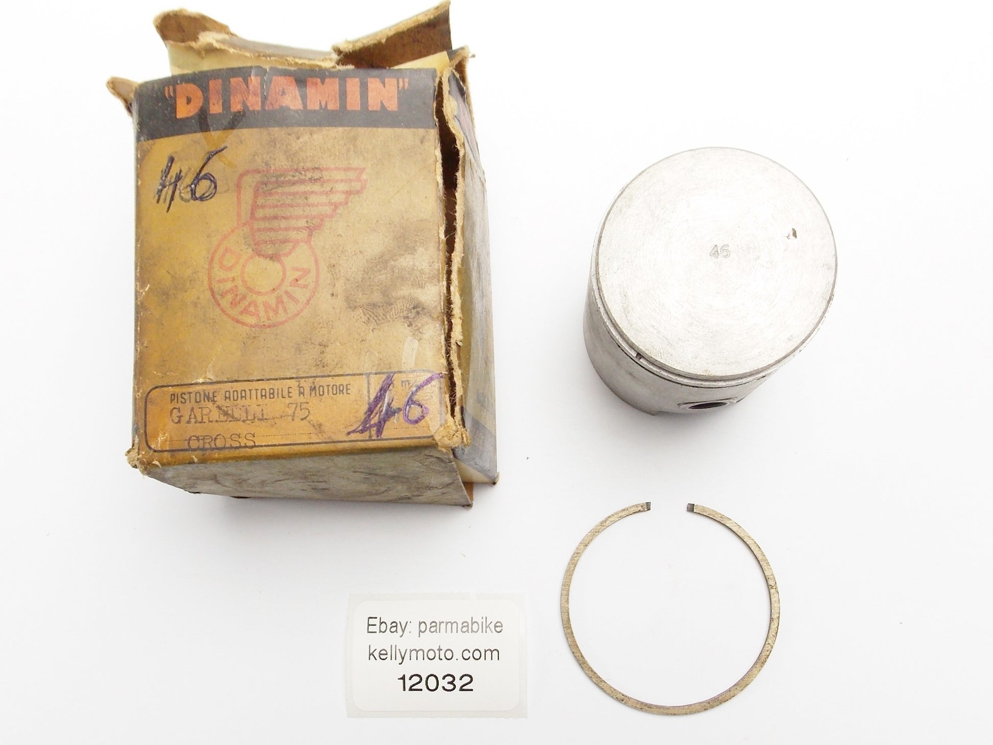 NOS DINAMIN PISTON + RING + PIN DIAMETER 46 mm GARELLI 75 cc CROSS - MotoRaider