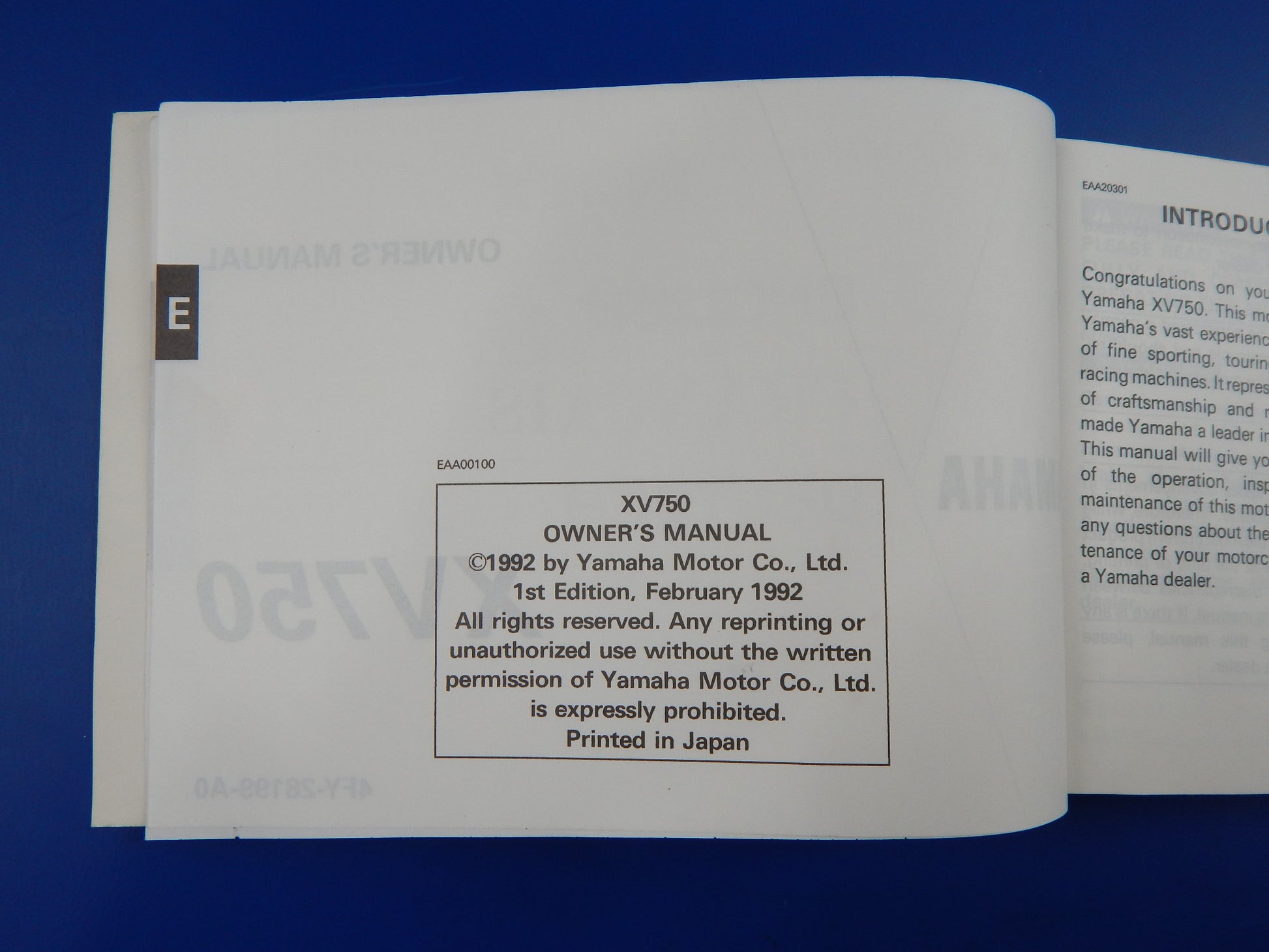 1993 YAMAHA XV750 USER OWNER MANUAL BOOK 4FY-28199-A0 MULTI LANGUAGE VINTAGE - MotoRaider