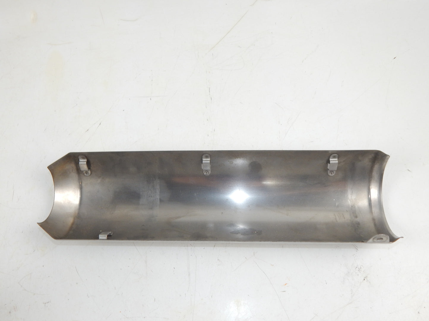 EXHAUST MUFFLER STAINLES SHIELD L=17.5" W=4.75" MOTORCYCLE SCOOTER MOPED VINTAGE - MotoRaider