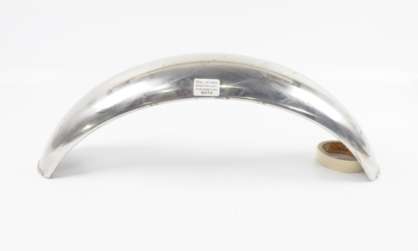VINTAGE MOTORCYCLE MOPED MUDGUARD FRONT FENDER STEEL CHROMED L=27 W=7" ITALY - MotoRaider