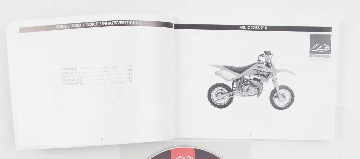 BETA R125 R107 R10 R12 MINITRIAL OWNER MANUAL+CD ITALIAN ENGLISH FRENCH GERMAN - MotoRaider