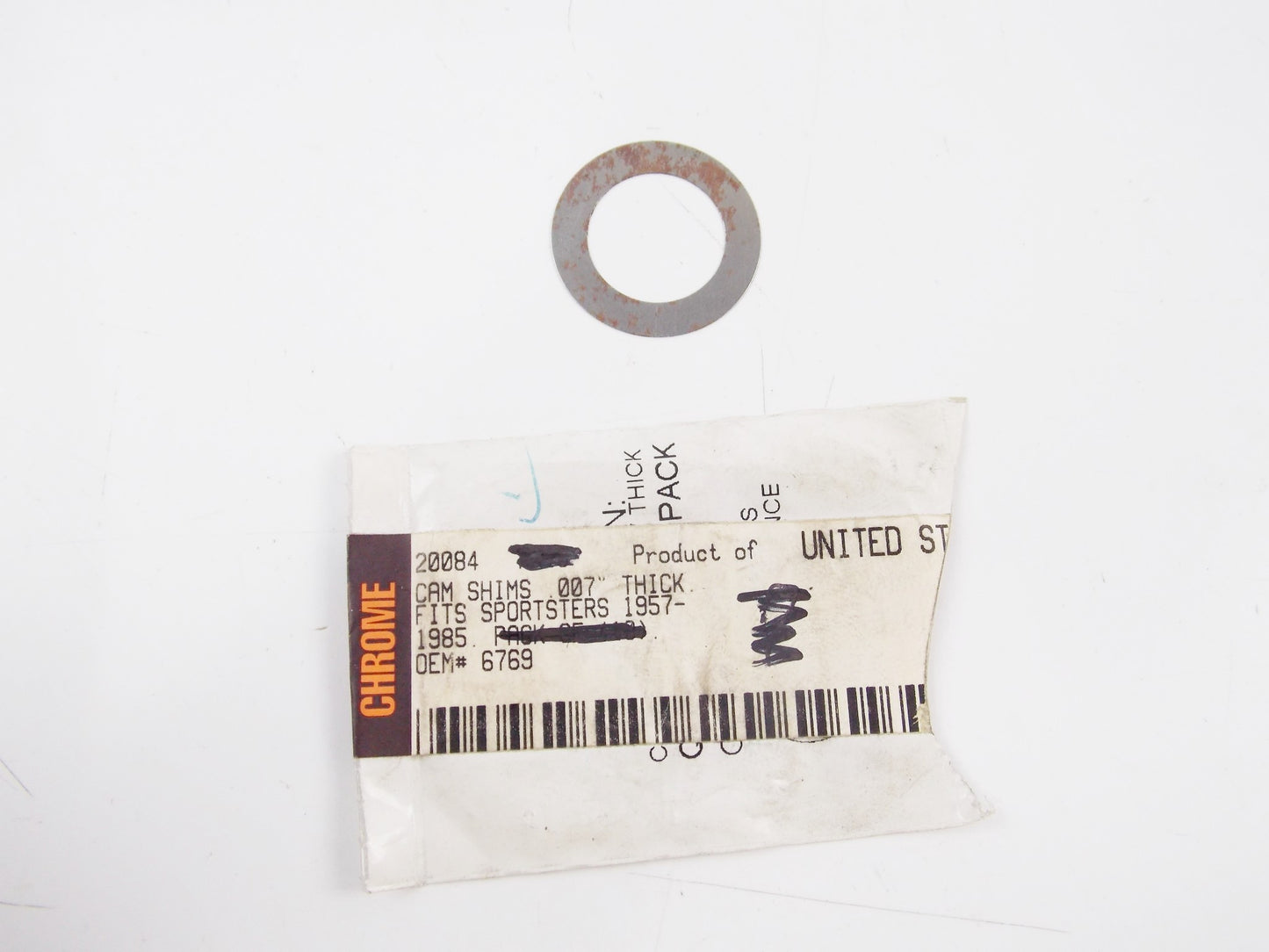 NOS CUSTOM CHROME 1957-1985 HARLEY DAVIDSON CAM SHIM 007 OE # 67698 - MotoRaider