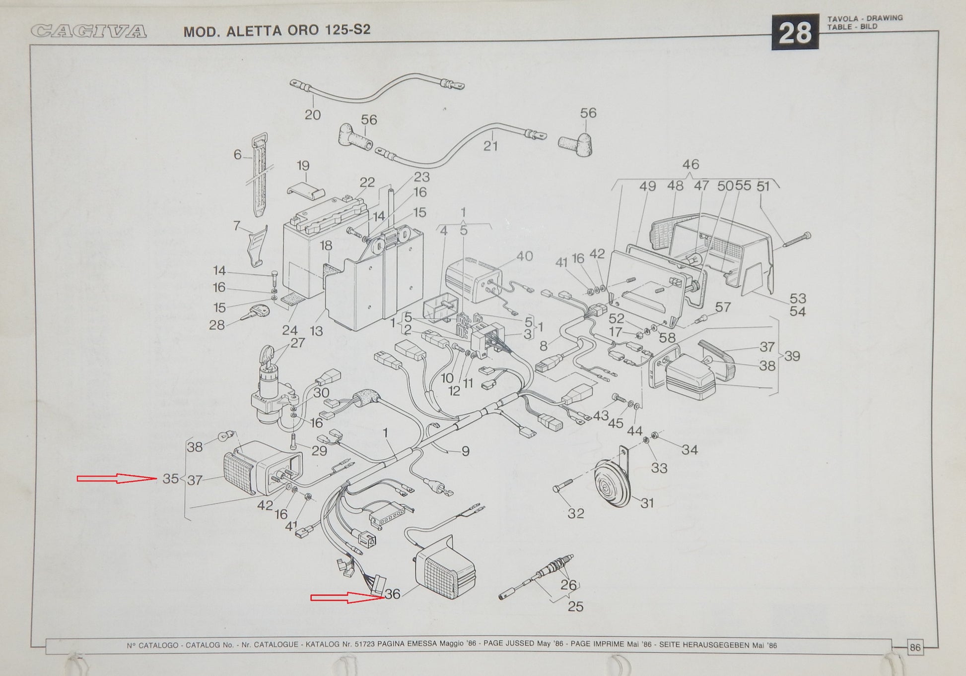 OEM CAGIVA 1986 ALETTA ORO-S2 RIGHT /LEFT FRONT TURN FLASHER INDICATOR 800047191 - MotoRaider