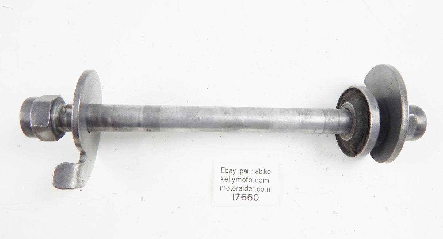 1970 GILERA 125 GIUBILEO REAR WHEEL AXLE PIN BOLT NUT SPACER CHAIN ADJUSTER - MotoRaider