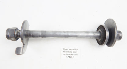 1970 GILERA 125 GIUBILEO REAR WHEEL AXLE PIN BOLT NUT SPACER CHAIN ADJUSTER - MotoRaider