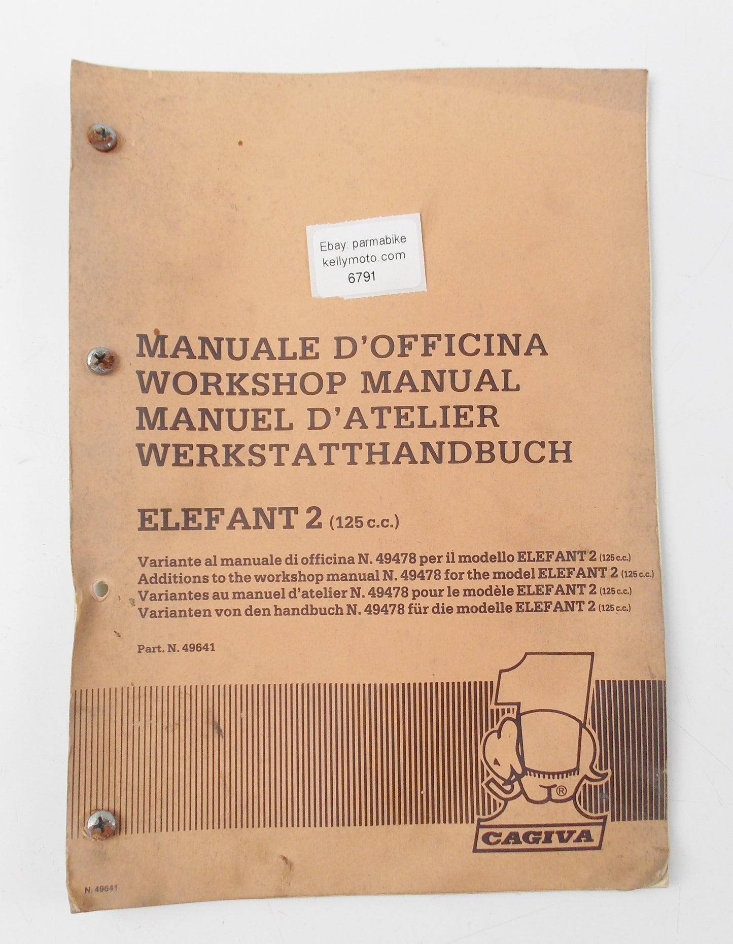 1985 CAGIVA ELEFANT-2 125cc WORKSHOP MANUAL REPAIR MAINTENANCE BOOK 49641 - MotoRaider
