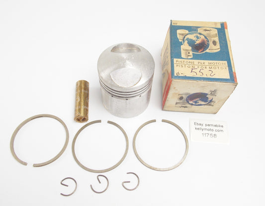 NOS ASSO WERKE PISTON + RINGS + PIN + CLIPS DIAMETER 55.2 mm 4 STROKE MOTOR - MotoRaider