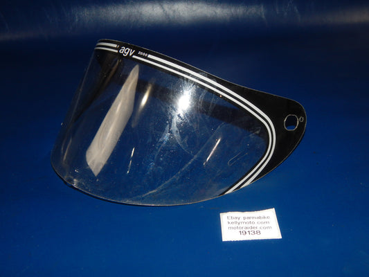 VINTAGE MOTORCYCLE HELMET AGV V 2000 CLEAR VISOR SHIELD SCREEN BLACK ITALY - MotoRaider