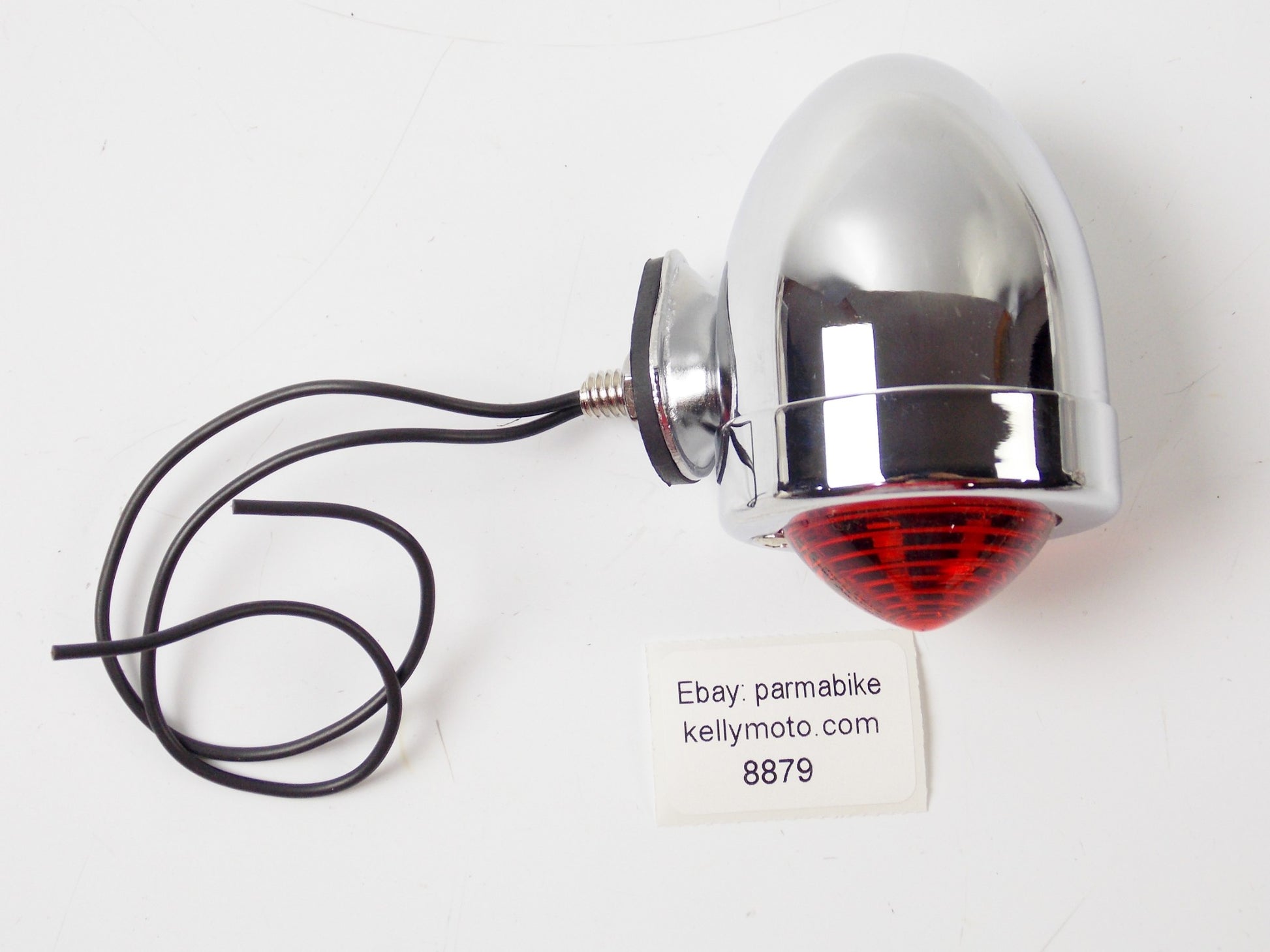 CUSTOM CHROME RED BULLET LIGHT BLINKER FLASHER 2 LEAD W/BOTTOM MOUNT - MotoRaider
