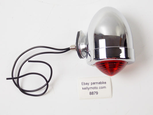 CUSTOM CHROME RED BULLET LIGHT BLINKER FLASHER 2 LEAD W/BOTTOM MOUNT - MotoRaider