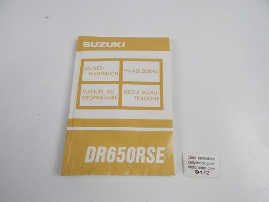 1992 SUZUKI DR650-RSE USER OWNER MANUAL BOOK 99011-12D63-022 MULTI LANGUAGE - MotoRaider
