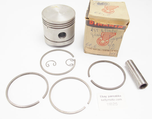 NOS DINAMIN PISTON+PIN+CLIPS+RINGS SET CPL 60.6 mm GILERA 175 cc TURISMO - MotoRaider