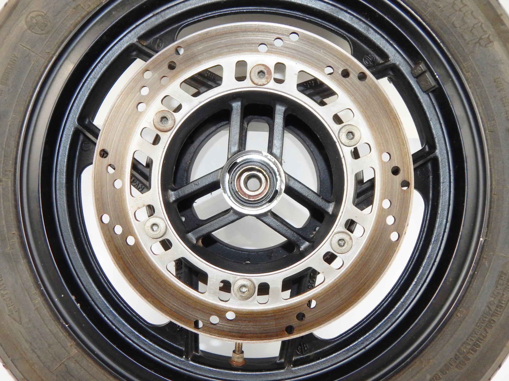 1986-1987 KAWASAKI GPX 750 RIM TIRE METZELLER FRONT WHEEL+BRAKE DISCS ROTOR - MotoRaider