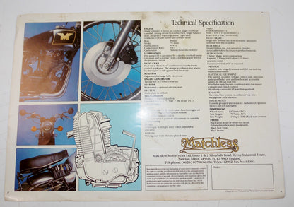 1980's MATCHLESS G80 DEALER PAMPHLET BROCHURE ADVERTISEMENT TECHNICAL SPECS - MotoRaider