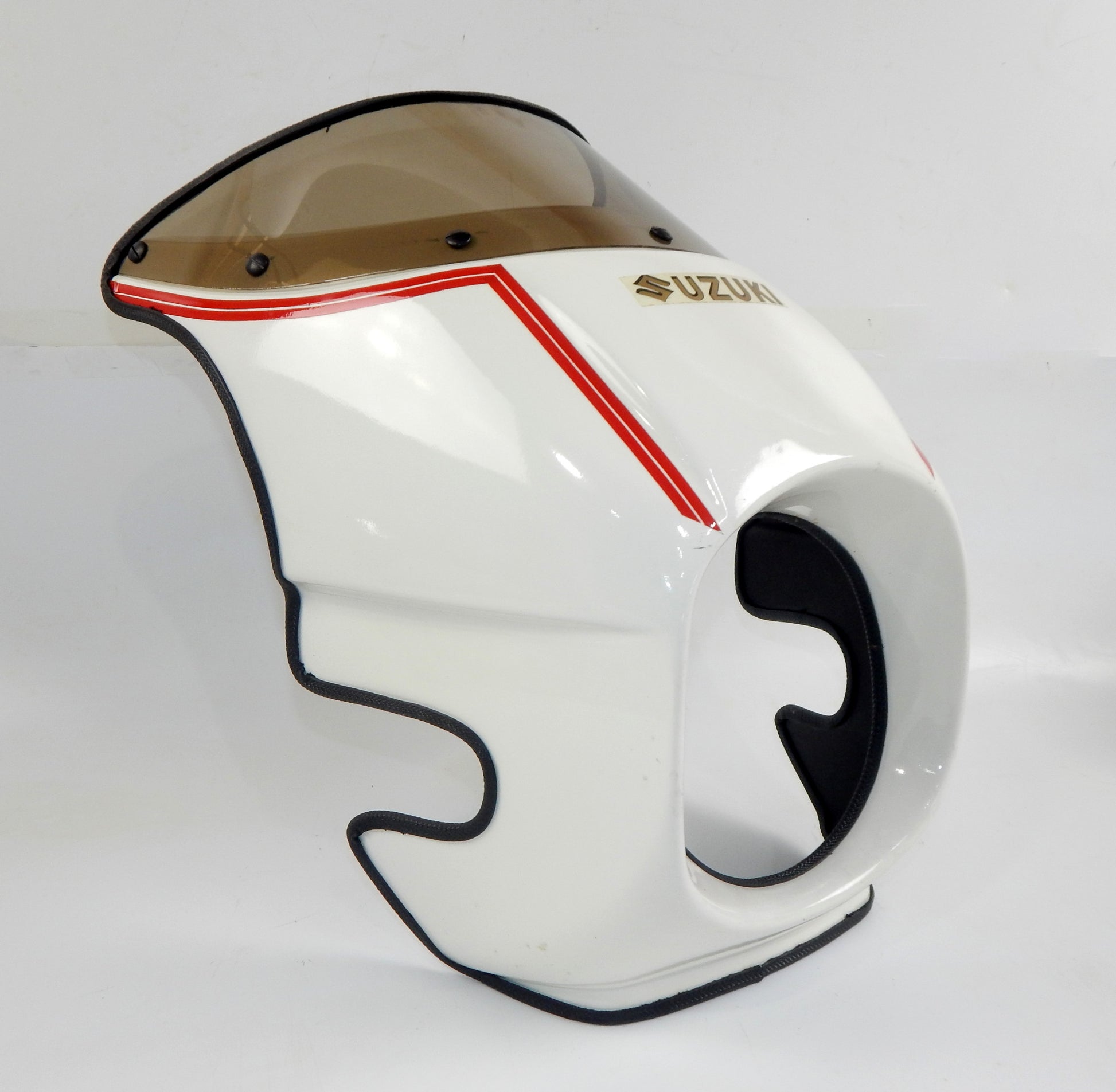 1990's WHITE FRONT FAIRING BROWN WINDSHIELD SCREEN SUZUKI GS GT RG VINTAGE W=13" - MotoRaider