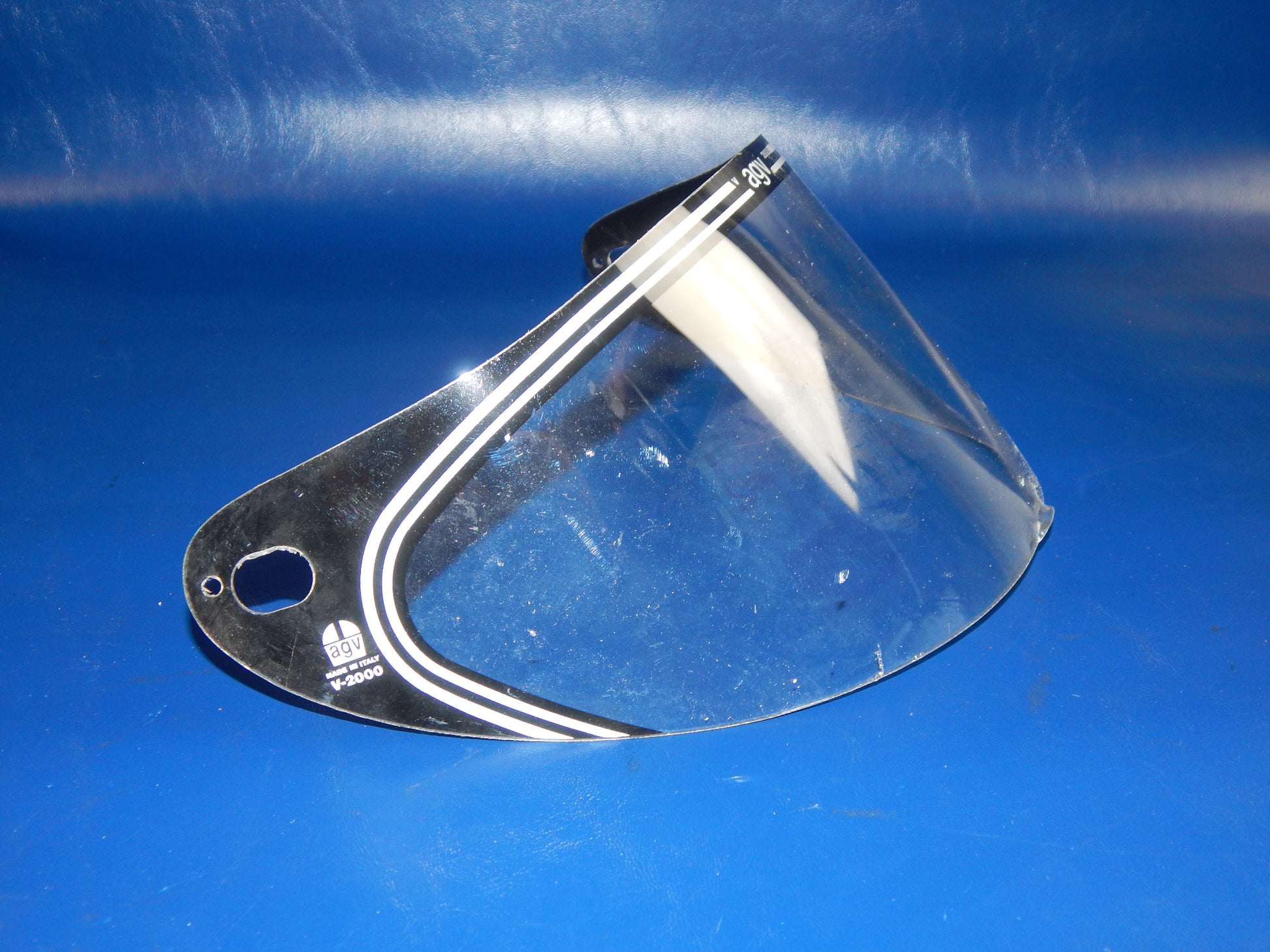 VINTAGE MOTORCYCLE HELMET AGV V 2000 CLEAR VISOR SHIELD SCREEN BLACK ITALY - MotoRaider
