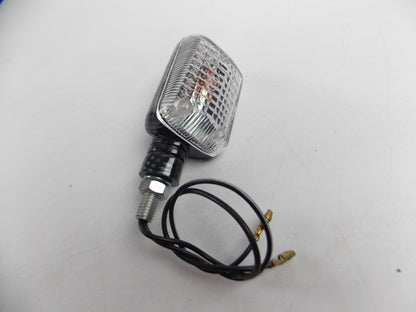 UNIVERSAL BLINKER TURN SIGNAL FLASHER CARBON FIBER LOOK CLEAR LENS 50R LENGTH 3" - MotoRaider