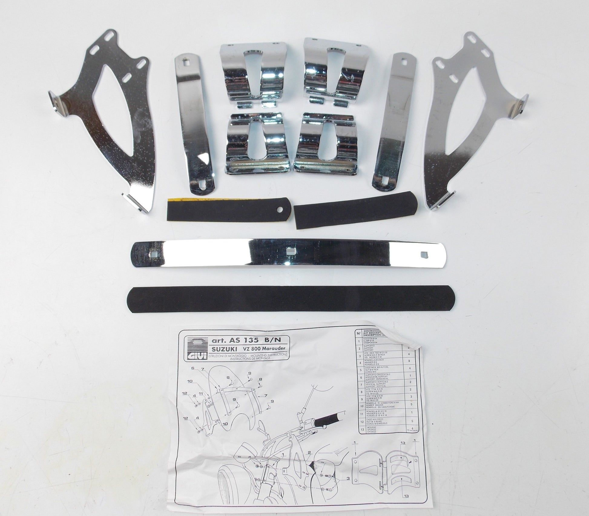 NOS GIVI WINSHIELD CHROME MOUNTING BRACKET KIT SUZUKI VZ800 Marauder AS135A2 - MotoRaider