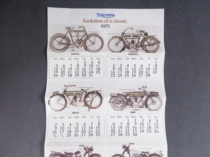 1975 TRIUMPH Trident T160 DEALER CALENDAR EVOLUTION OF A CLASSIC - MotoRaider