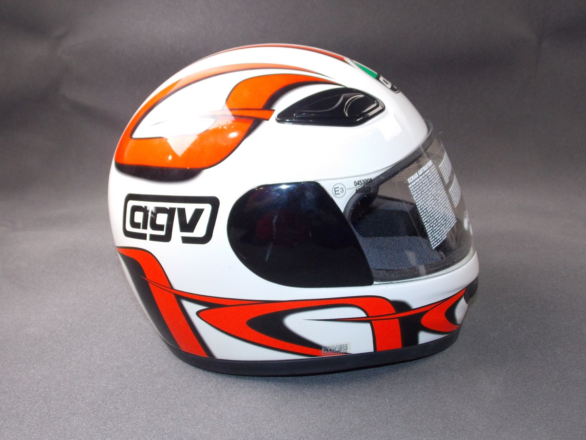 AGV MULTIFIBER ACF2 CLEAR SHIELD VISOR WHITE MOTORCYCLE HELMET SIZE XS - MotoRaider