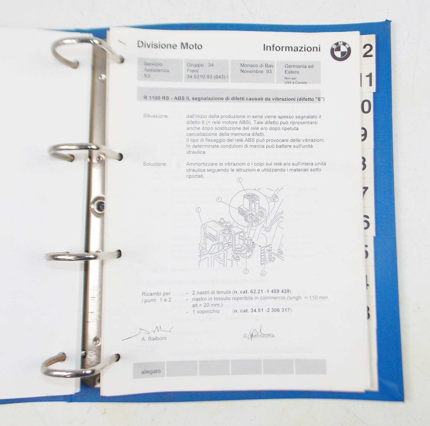 BMW 1994 F650 ITALY DEALER REPAIR SHOP ELECTRICAL CIRCUIT DIAGRAM BOOK BINDER - MotoRaider
