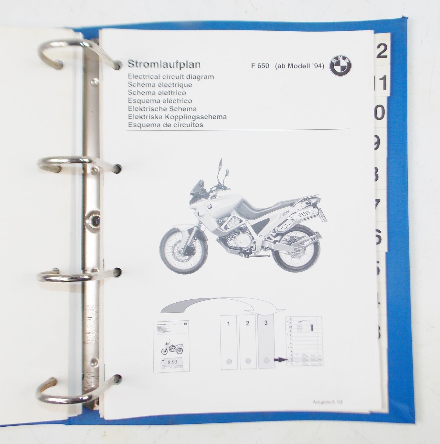 BMW 1994 F650 ITALY DEALER REPAIR SHOP ELECTRICAL CIRCUIT DIAGRAM BOOK BINDER - MotoRaider