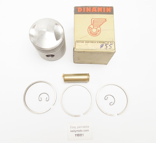 NOS DINAMIN PISTON + RINGS + PIN + CLIPS SET CPL. D. 55 mm F.B MONDIAL - MotoRaider