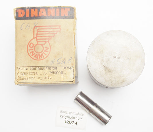 NOS DINAMIN PISTON + PIN DIAMETER 64.8 mm LAMBRETTA 175 FURGONE TRI SERVICAR - MotoRaider
