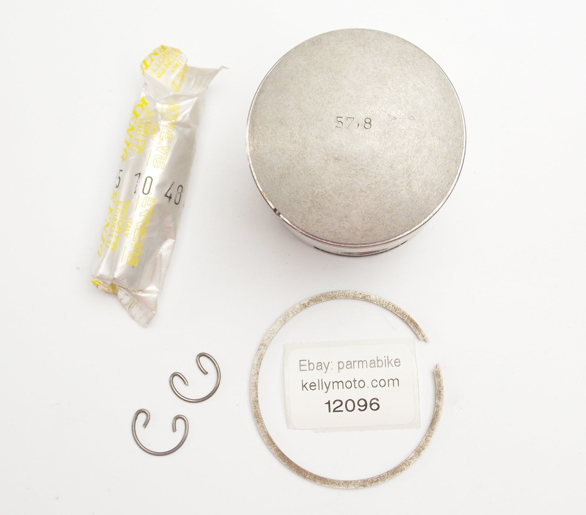 NOS ASSO WERKE PISTON  + RING + PIN + CLIPS DIAMETER 57.8 mm HIGHT 72 mm - MotoRaider