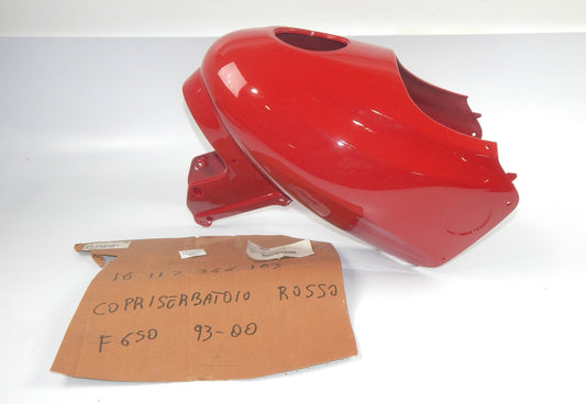 NOS 1993-2000 BMW F650 FUEL GAS TANK COVER PLASTIC SKIN RED 16112346103 ITALY - MotoRaider