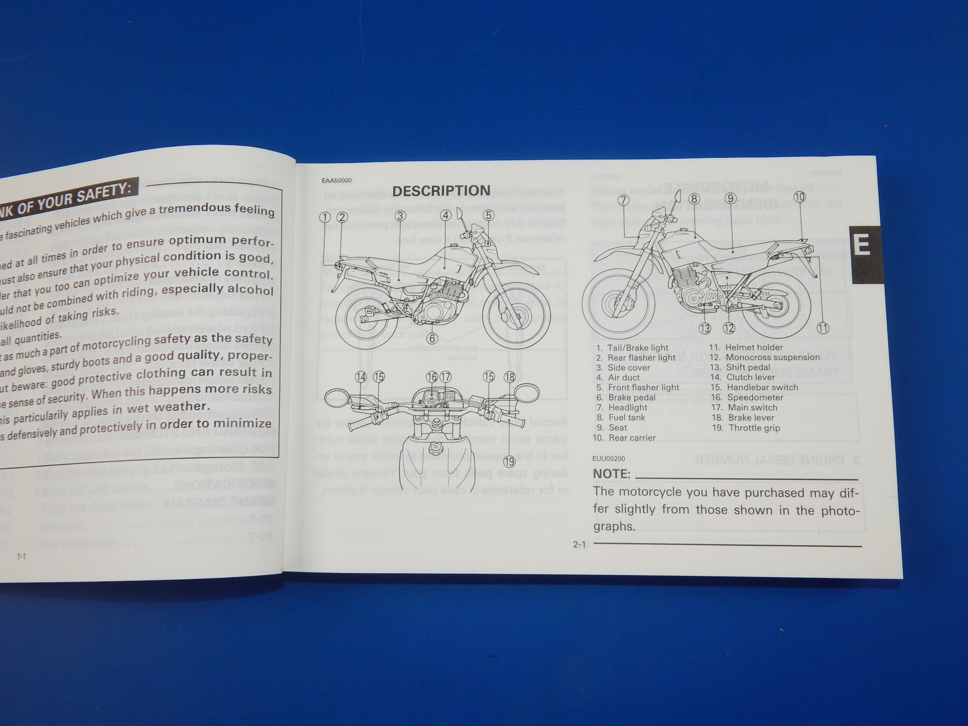 1990 YAMAHA XT 500E 600E USER OWNER MANUAL BOOK 3TB-28199-A1 MULTI LANGUAGE - MotoRaider