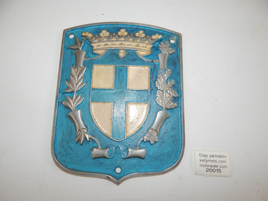 1950's CITY of PARMA ITALY ALUMINUM LOGO PLATE USED ON PUBLIC BUSES 152x197mm - MotoRaider
