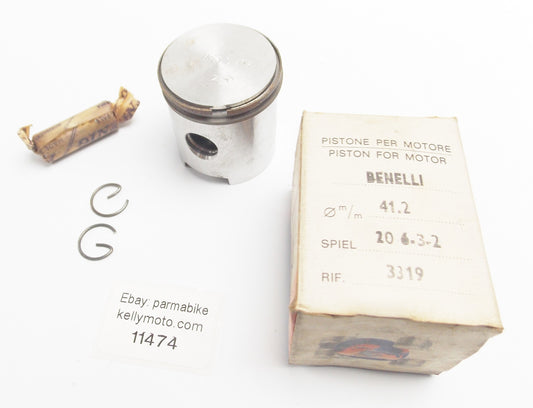 NOS ASSO WERKE 3319 PISTON+RINGS+PIN+CIRCLIP SET CPL D. 41.2 mm BENELLI 20-6-3-2 - MotoRaider