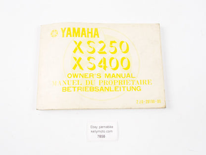 YAMAHA XS250/400 OWNER'S MANUAL CATALOG BOOK ENGLISH FRENCH GERMAN 2J0-28199-80 - MotoRaider
