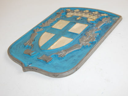 1950's CITY of PARMA ITALY ALUMINUM LOGO PLATE USED ON PUBLIC BUSES 152x197mm - MotoRaider