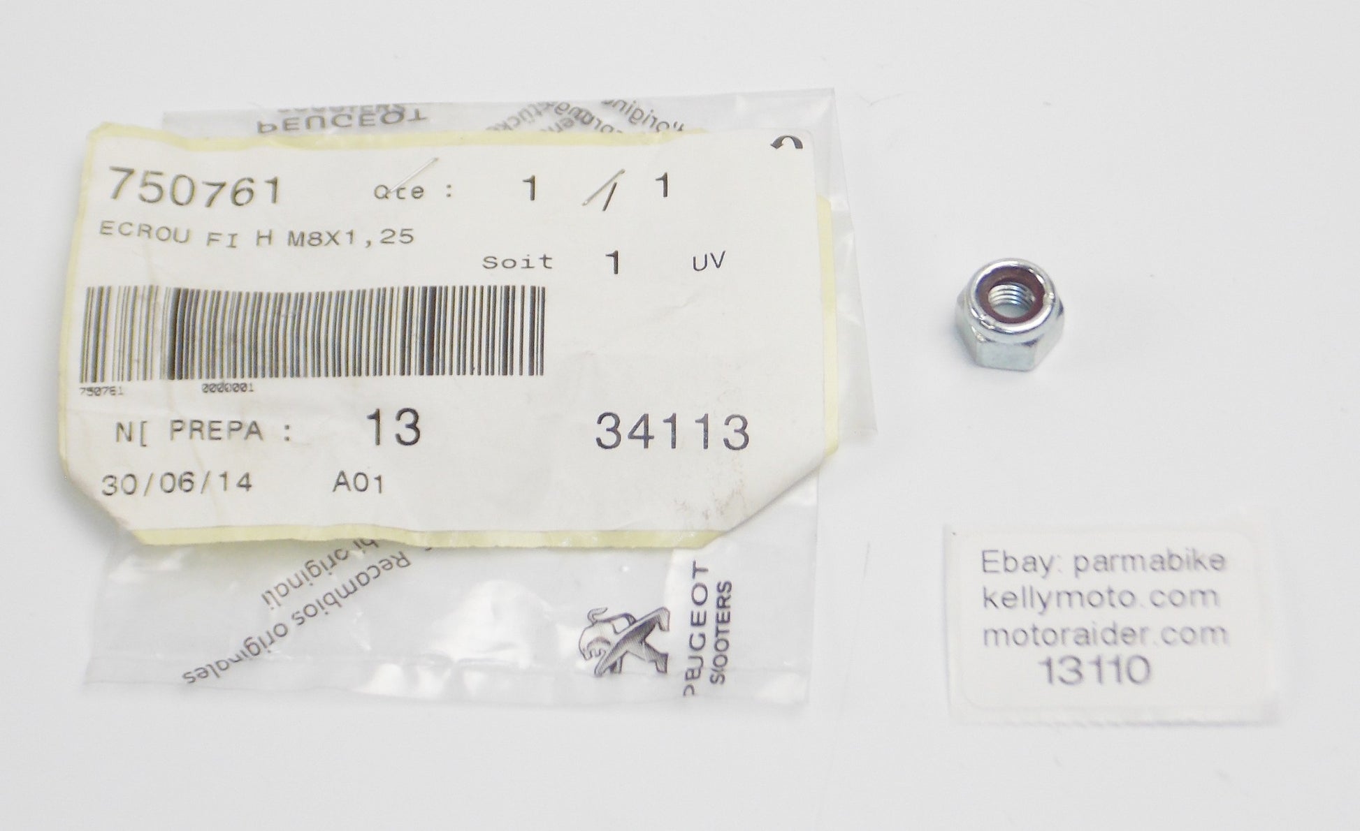 OEM PEUGEOT 1995-1997 BUXY 50cc/ 1996 SPEEDBAKE 50 cc LOCKING NUT # 750761 - MotoRaider