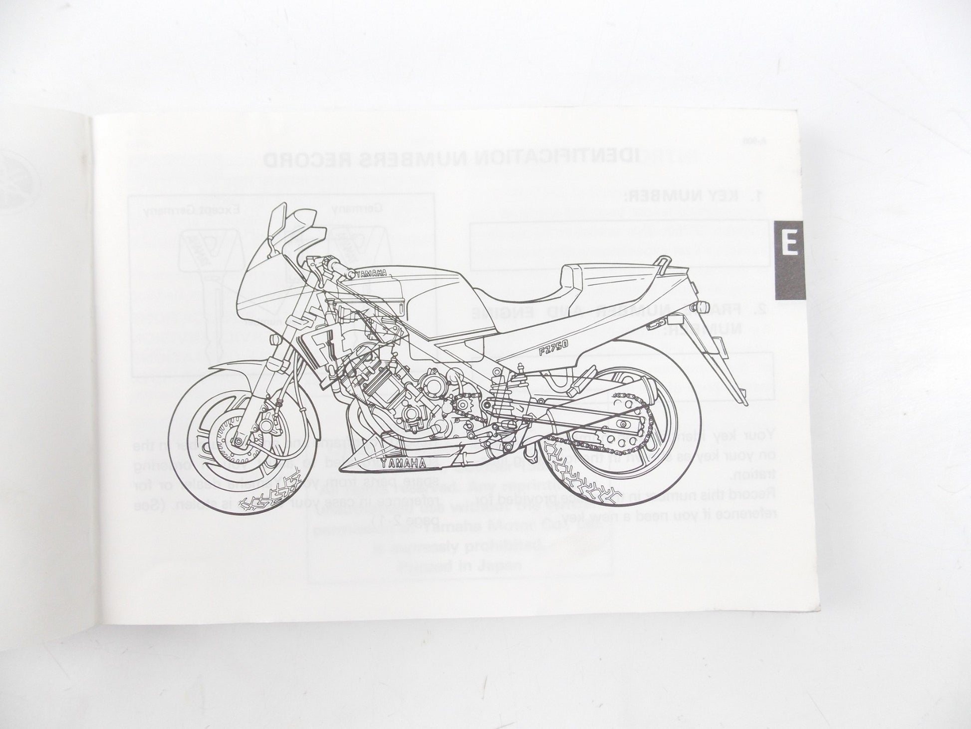 1980's YAMAHA FZ750 OWNER USER MANUAL BOOK ENGLISH ITALIAN GERMAN 1TV-28199-80 - MotoRaider